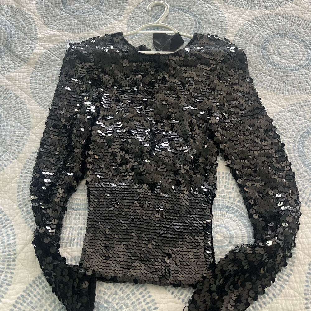 Black sequin top with bow